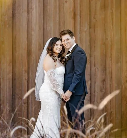 couple shot with a rustic background