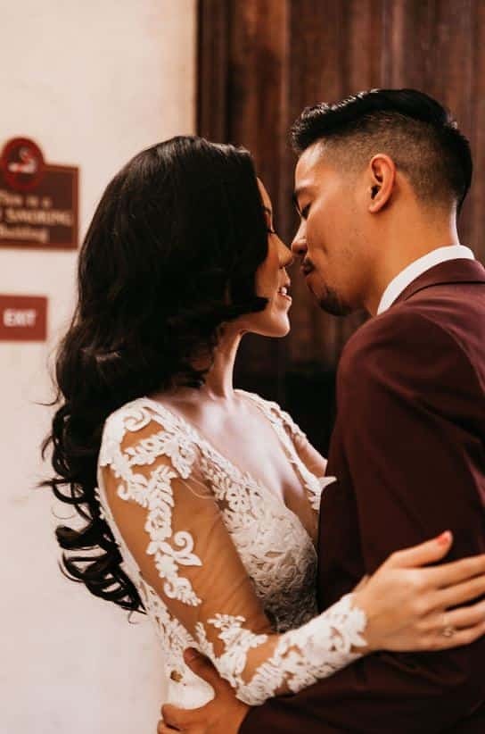 newlyweds walking together